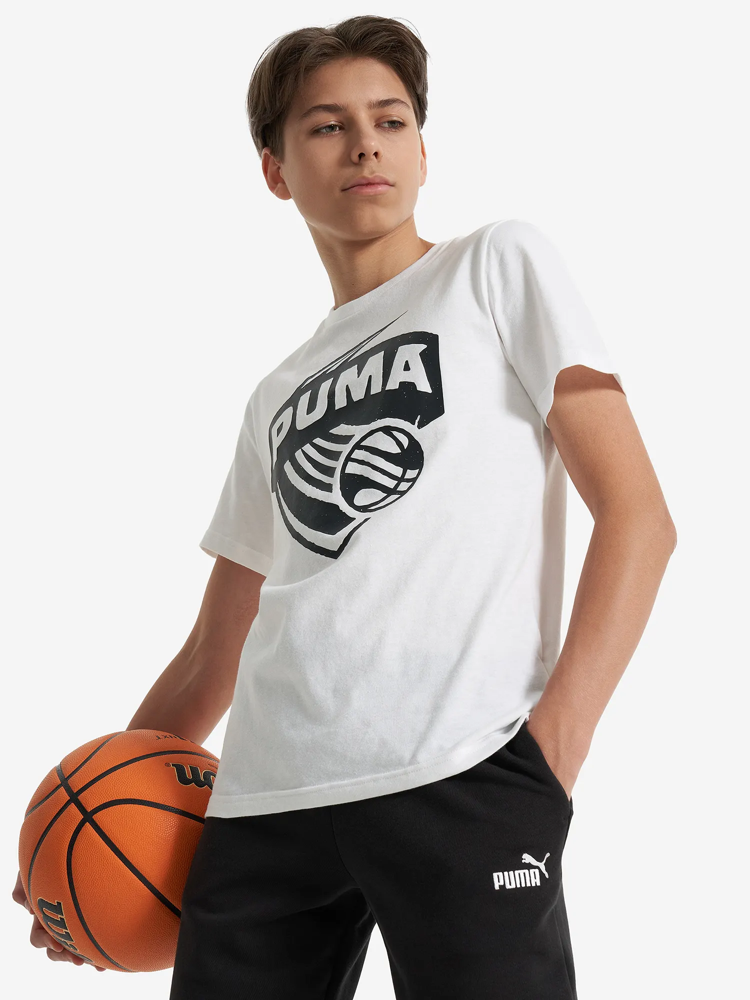Футболка для мальчиков PUMA Basketball Posterize Белый Футболка для мальчиков PUMA Basketball Posterize Белый