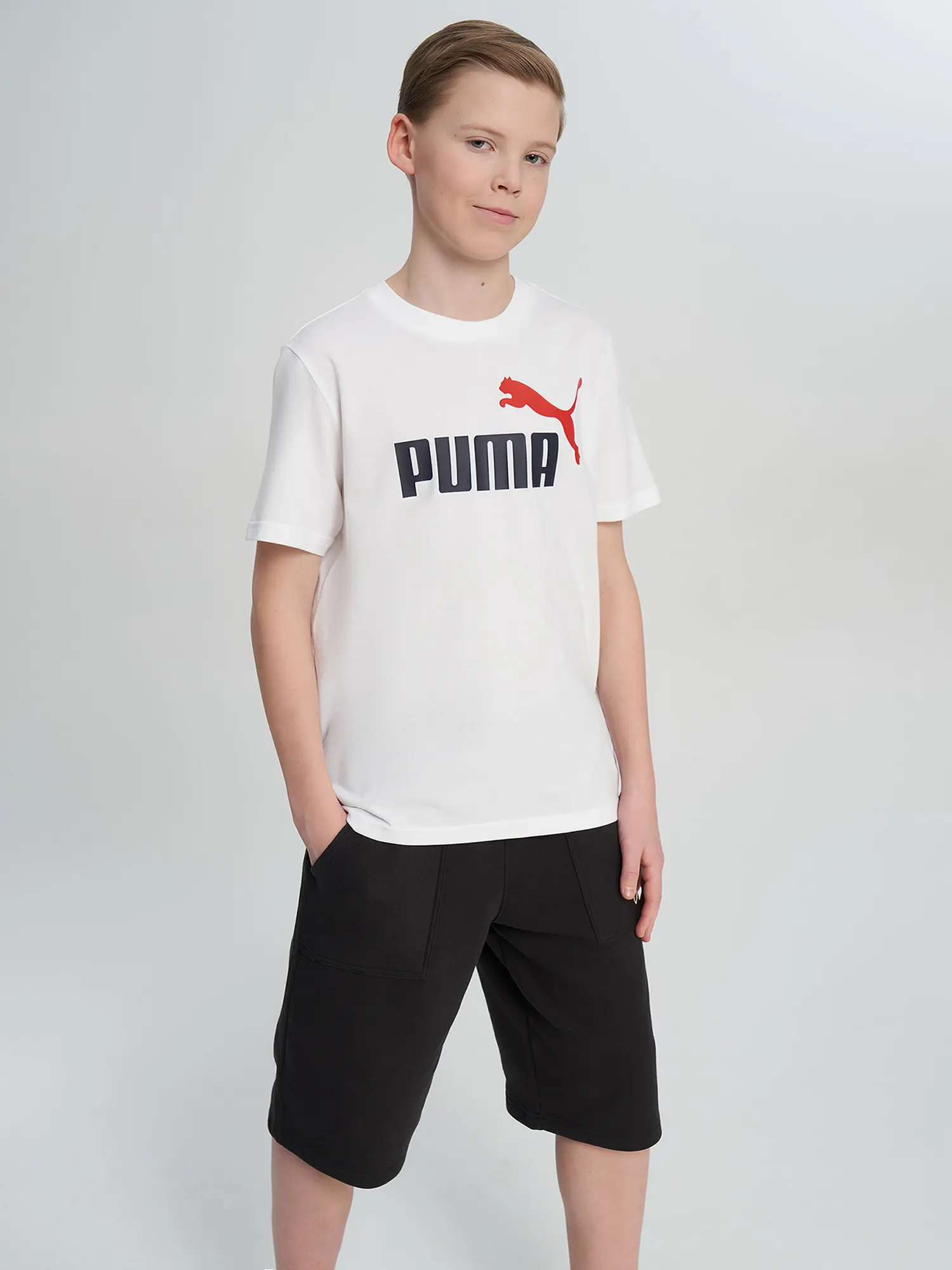 Футболка для мальчиков PUMA Ess 2 Color No.1 Logo Белый Футболка для мальчиков PUMA Ess 2 Color No.1 Logo Белый